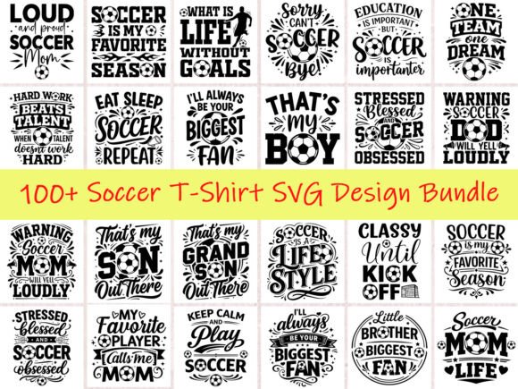 100 Soccer T-Shirt SVG Design Bundle for Creative Graphics