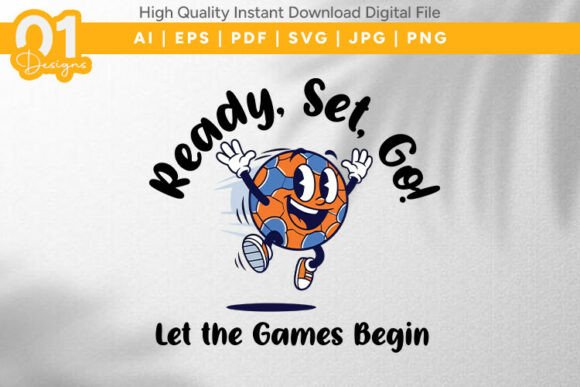 Ready Set Go Soccer Ball Kids SVG: A Vibrant T-Shirt Design for Publishers