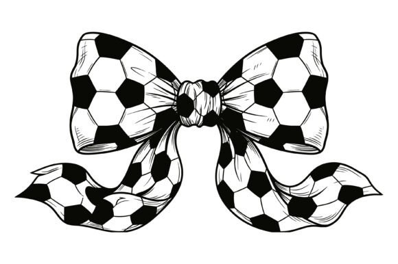 Soccer Ball Pattern Bow Design for T-Shirt Graphics
